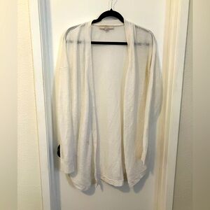 LOFT White Linen blend Knit Cardigan size L